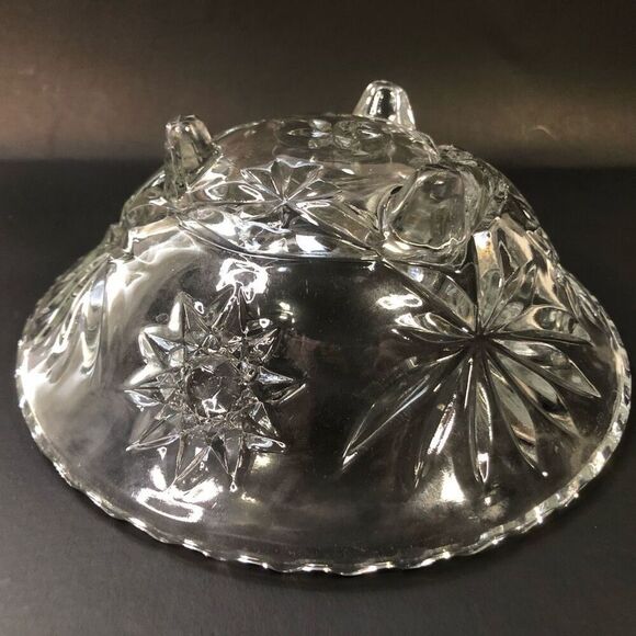 Anchor Hocking pressed glass clear trifooted candy bowl dish Star of David 6.75" - Picture 4 of 6